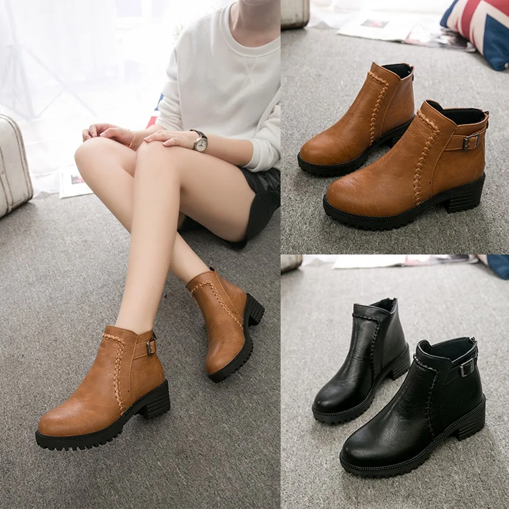 

2021 NEW ankle boots Student High-Heeled Martin Boots Bare Boots bota feminina Thick Short Boots zapatos de mujer botines 778
