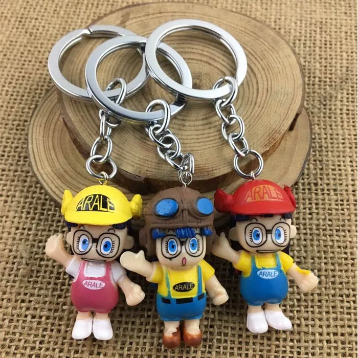 

3PCS/LOT Anime Arale Keychains Small Pendant toys PVC Dolls Kids Gift OPP Bag