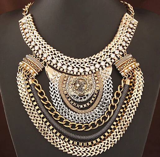 Новейшее Брендовое дизайнерское горячее массивное панк модное колье Золотое