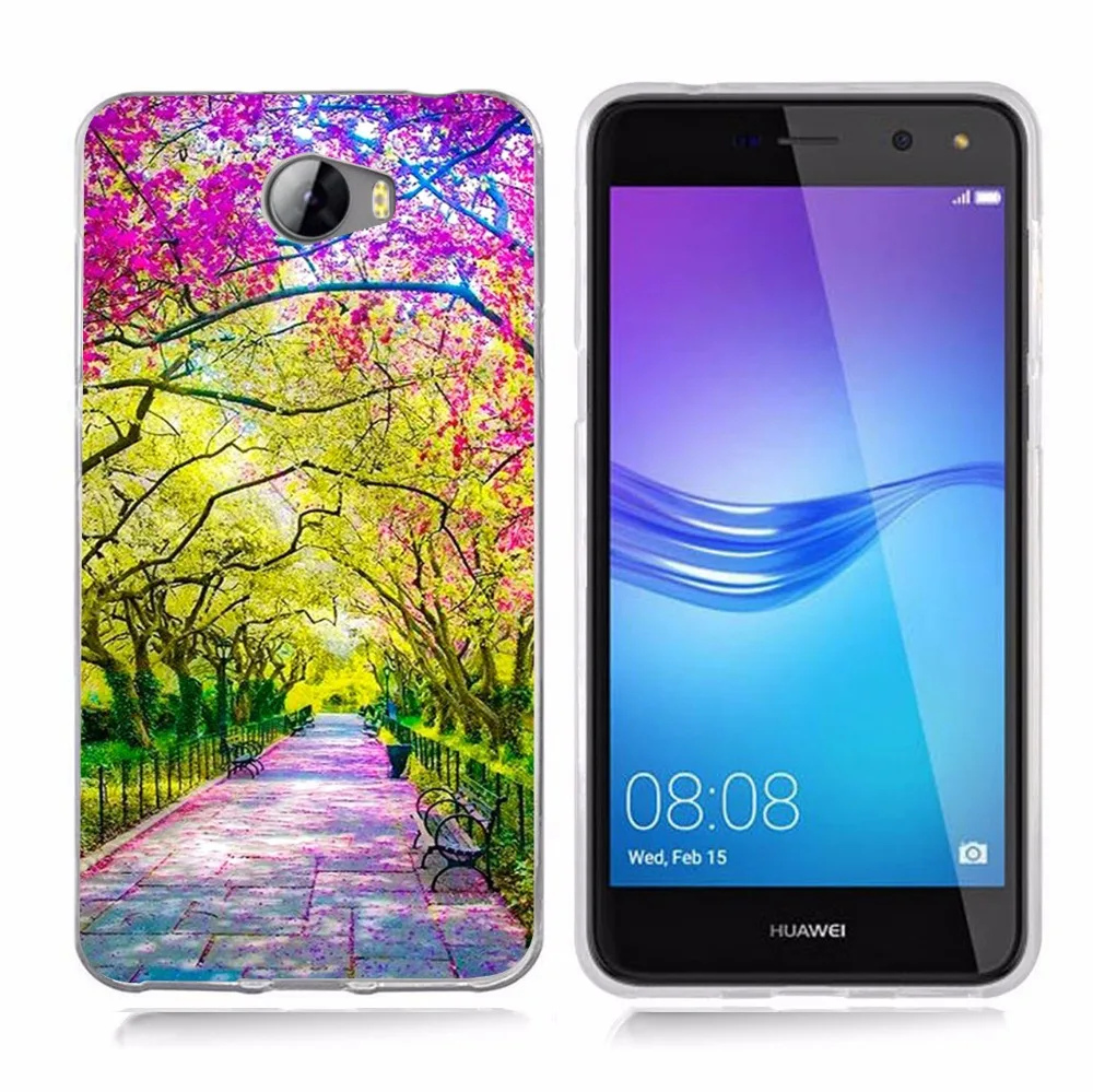 For Huawei P9lite/P8 Lite 2016 2017 Y5 II 2 Y5ii/Y6 Compact Tree Tower Scenery Soft TPU Silicone Pattern Clear Case B097 |
