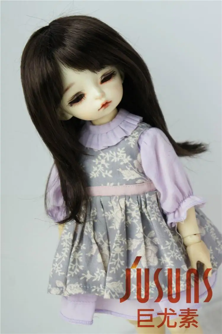 JD046 YOSD 1/6 модный синтетический парик mohai Размер 6-7 дюймов унисекс природа BJD волосы фарфоровая кукла волосы винил кукла парик - Цвет: Coffce black SM7