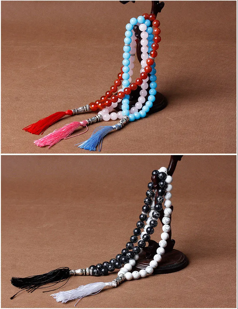 Tesbih исламские молитвенные Бусы Tasbih мусульманские молитвенные четки из бусин очаровательные ювелирные изделия натуральный агатовый камень браслет