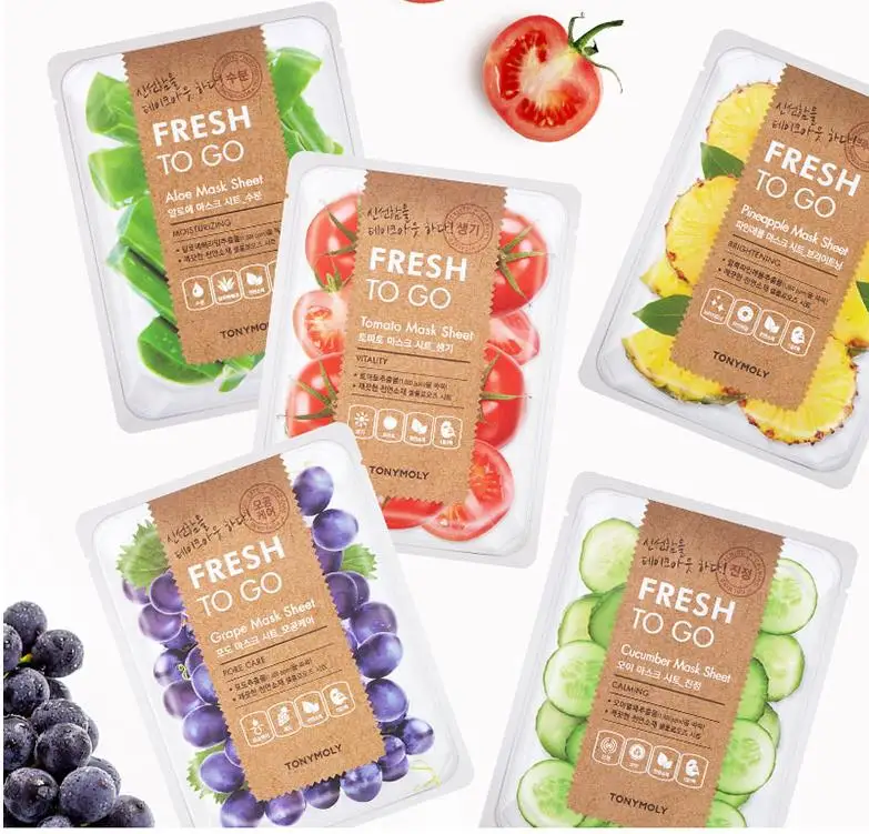 TONYMOLY Fresh To Go маска лист 5 шт. Фруктовая увлажняющая маска для лица контроль масла отбеливание сокращение пор маска для лица корейская косметика
