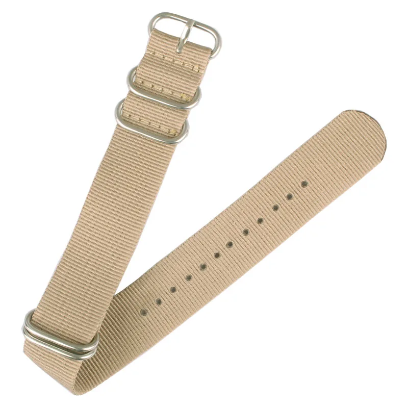 Buy 2 get 10% off) 18mm 20 mm 22mm 24mm Solid Beige Army Sport Zulu fabric Nylon watchband Watch Strap 5 Rings Bands Buckle belt | Наручные