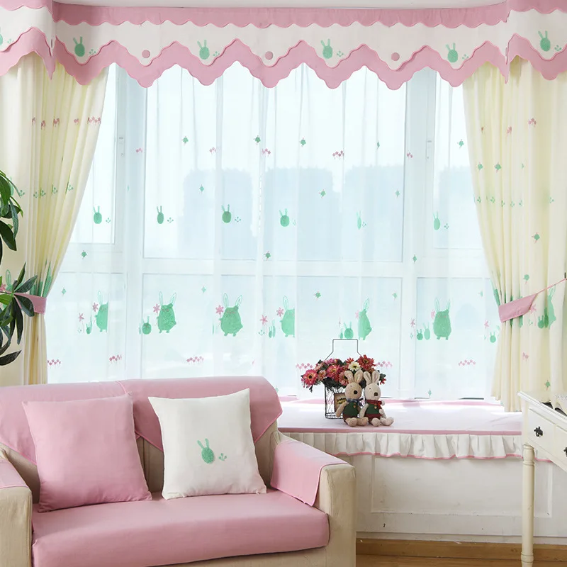 Корейский стиль Свежий мультфильм хлопок принцесса вышитые детские шторы для