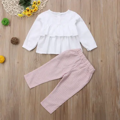 Рубашка с длинными рукавами и рюшами для маленьких девочек осенняя блузка