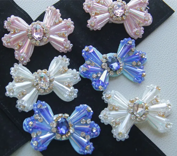 

butterflytie beaded rhinestone Lace applique patches sequins embroidery patch DIY Clothing decorative patch accessories