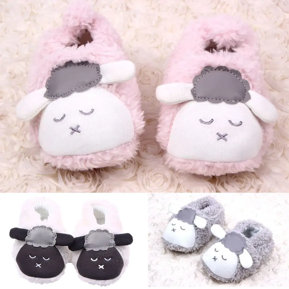 0-12M Baby Boys Girls Lovely Cartoon Sheep Floor Shoes Winter Warm Plush Booties Infant Soft Slipper Crib Shoes First Walkers