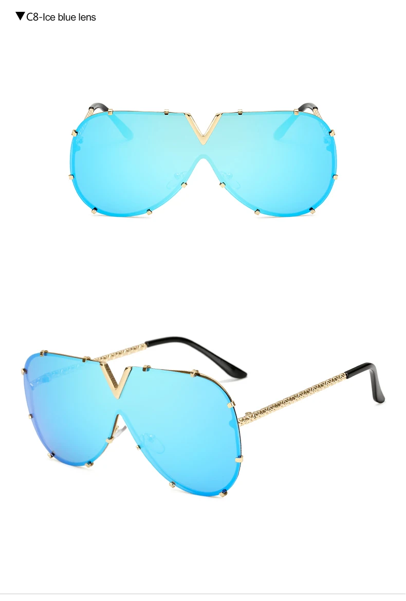 Ice Blue Lens Солнцезащитные очки большого размера, солнцезащитный козырек, для мужчин и женщин, One Peice, солнечная Ветрозащитная маска, солнцезащитные очки с плоским верхом, с капюшоном, очки gafas 130 - Цвет линз: Ice Blue Lens