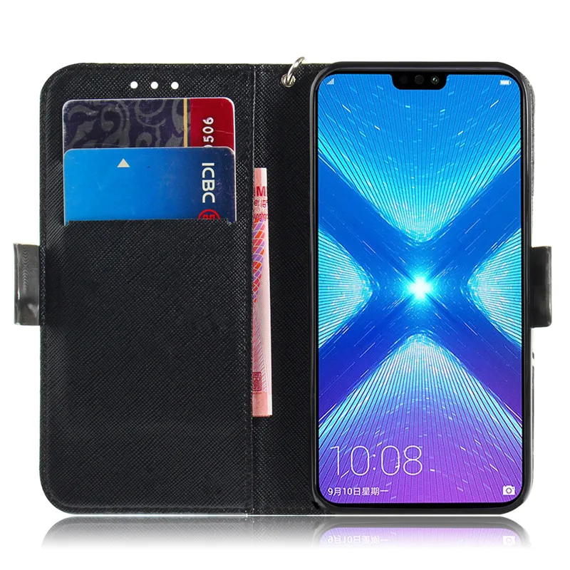 Кожаный чехол с откидной крышкой для Fundas Huawei Honor 8X 8 X 3D рисунком кошелек