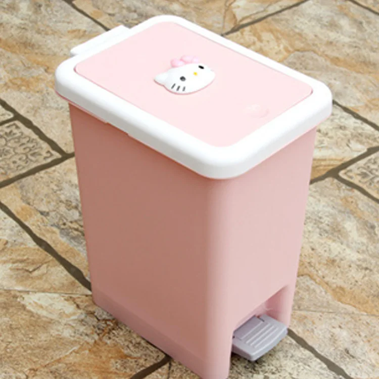Hello kitty мусорный бак для ванной комнаты домашний автомобильный мусорный бак мусорные баки с крышкой ножной педали коробка для хранения мелочей офисная кухонная корзина эко