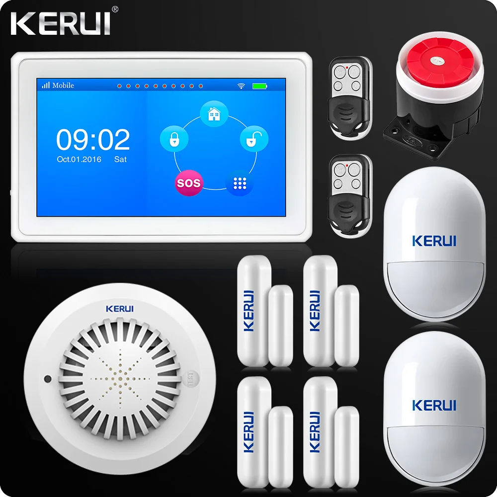 KERUI 7 дюймов TFT цветной дисплей Аварийная сигнализация wifi gsm ISO Android приложение