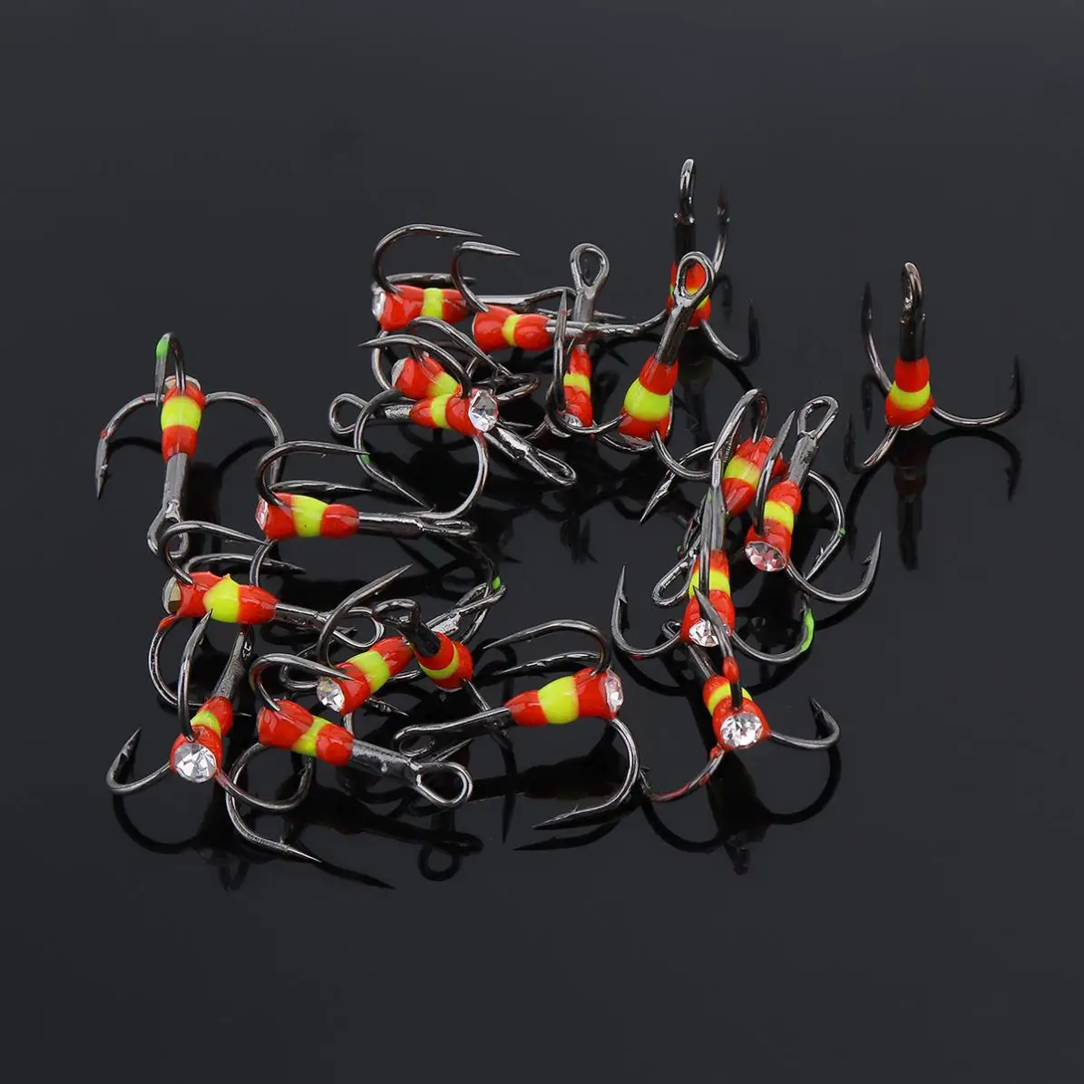 40pcs/lot High Carbon Steel Treble Fishing Hooks 4 sizes 4# 6# 8# 12# Rainbow Ice with Box | Спорт и развлечения