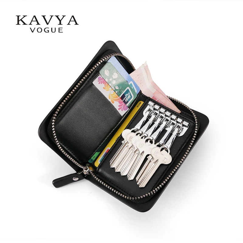 Чехол для ключей KAVYA из коровьей кожи на молнии мужчин сумка кошелек каждый день
