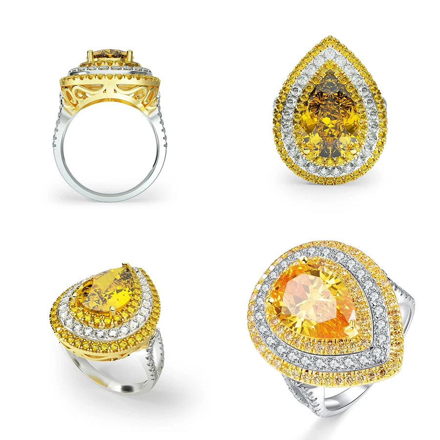Бренд malanda Роскошный желтый циркон Кристалл от кольца swarovski для женщин