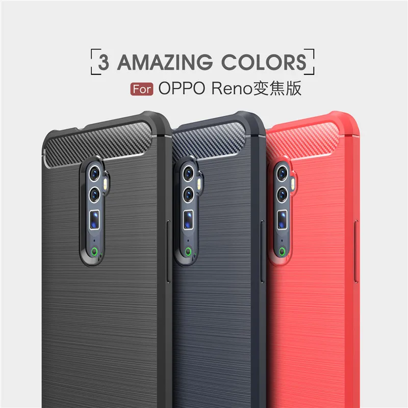 Чехол для телефона из углеродного волокна OPPO Reno 10X Zoom чехол мягкого ТПУ задняя