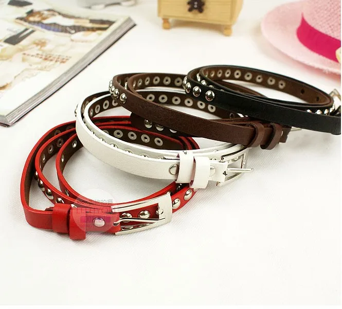 Бесплатная доставка Новый Модный женский кожаный тонкий узкий пояс с