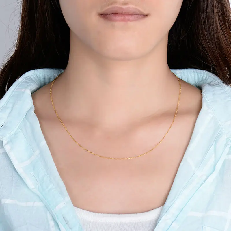 LOVERJEWELRY фантастическое круглая цепочка колье Твердые 18K/750AU желтое золото длина 18