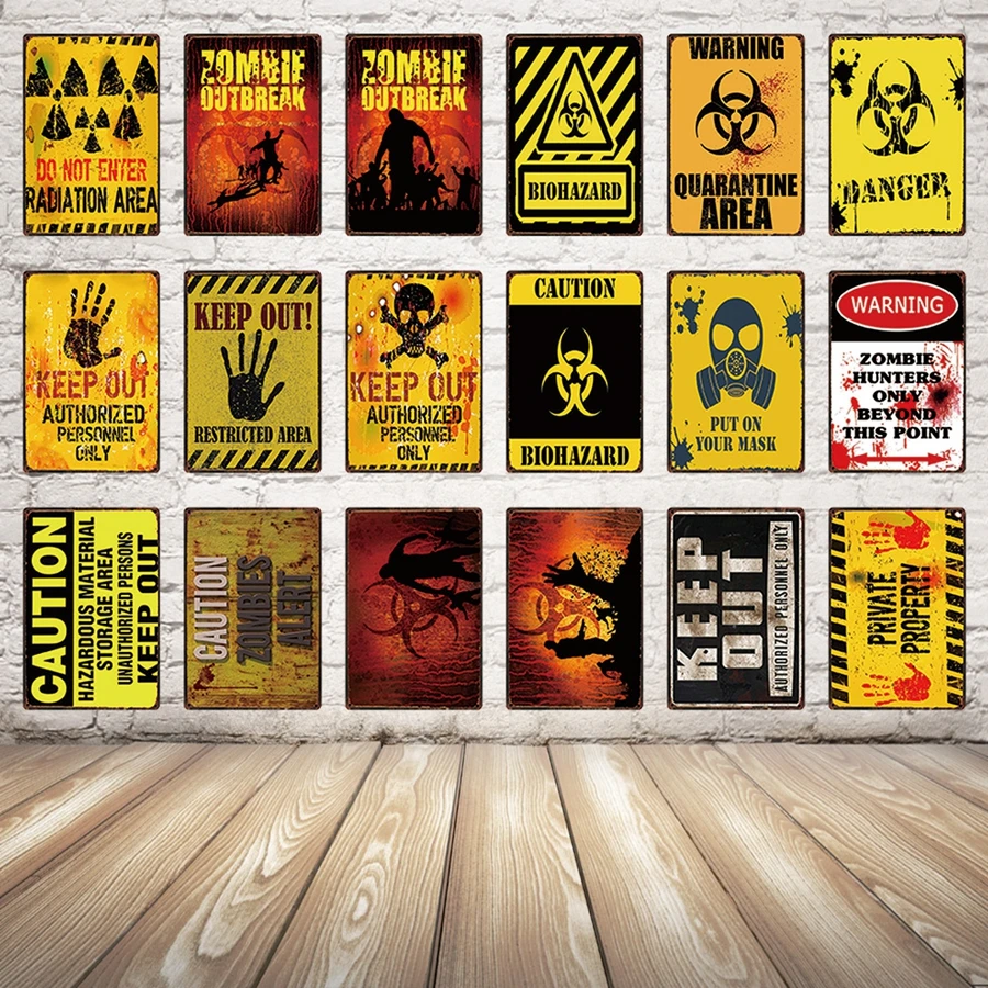 

[ Kelly66 ] Caution BIOHAZARD Retro Metal Sign Poster Home Decor Bar Wall Plaque 20*30 CM Size y-1750