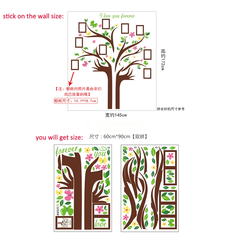 3D colotful photo frame wall sticker tree removable living room decal home decor diy mural | Дом и сад