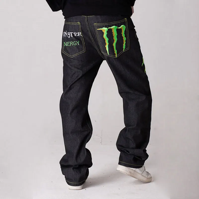 Прямые джинсы в стиле хип-хоп штаны для скейтборда шаровары мужские бесплатная