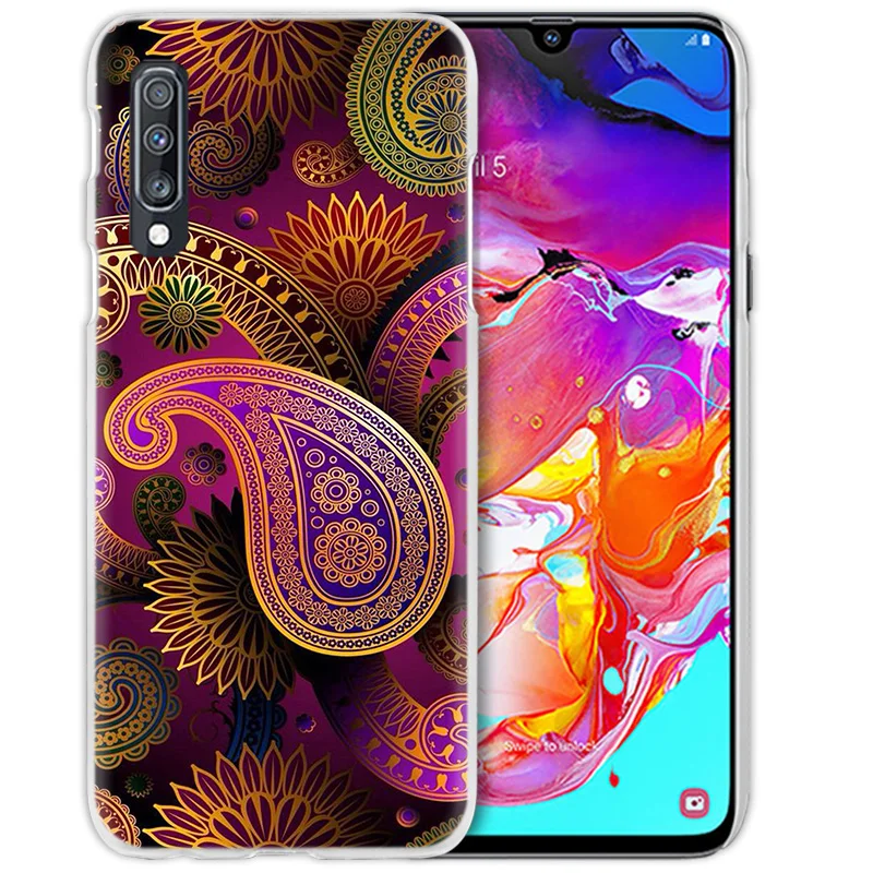 Чехол с изображением цветка мандалы решетки чехол для samsung Galaxy A50 A8 A6 плюс A70 A20e A40 A30 A20 A10 A9 A7 Прозрачные Жесткие защитные чехлы чехол для телефона