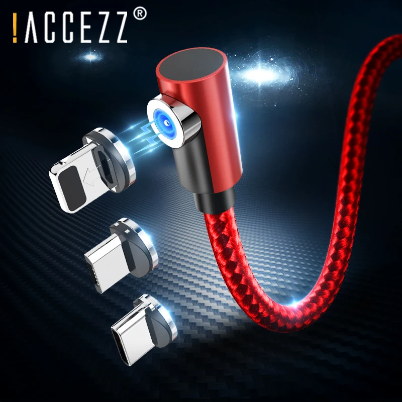

!ACCEZZ Magnetic Charging Cable Lighting For iPhone X XR 7 XS Plus Samsung S6 S7 Huawei Type-C Micro USB Magnet Charge Cables 2M