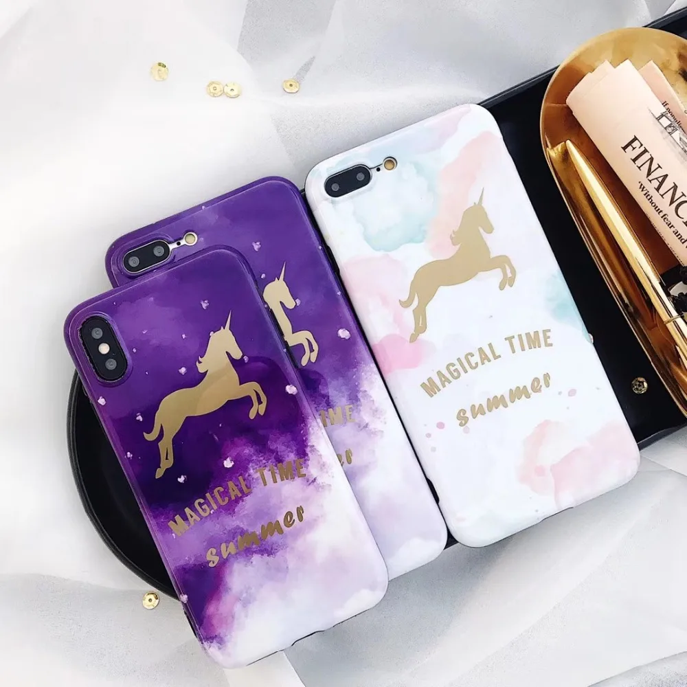 Netarlier чехол для iPhone 7 8 хлопок конфеты Dreamy хром Единорог телефона волшебное время