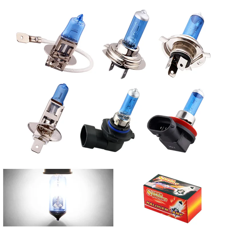 

H1 H3 H4 H7 H8 H9 H11 HB3 HB4 9006 55W 5000K Super Bright White car light halogen lamp bulb Car Styling Headlight Fog Lights