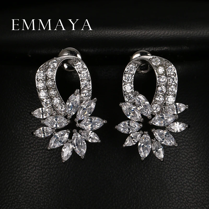 Серьги Emmaya с фианитами для женщин и девушек роскошные украшения микрозакрепкой в