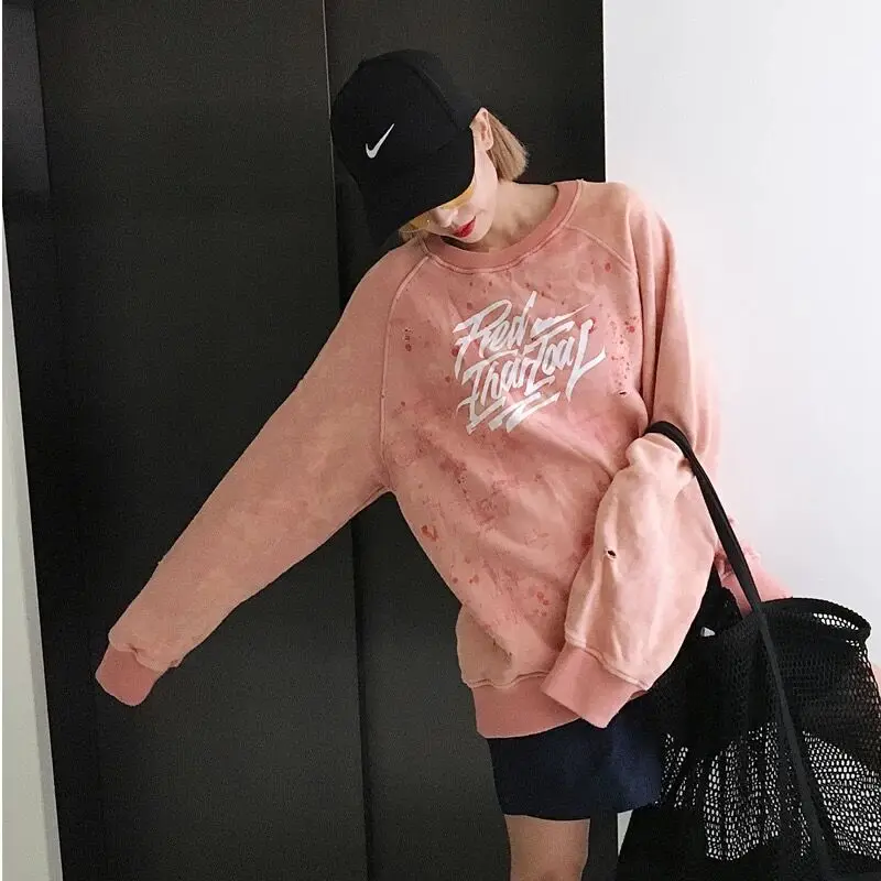 Красный Уголь 2018 A/W винтажные потертые розовые флисовые толстовки мужские