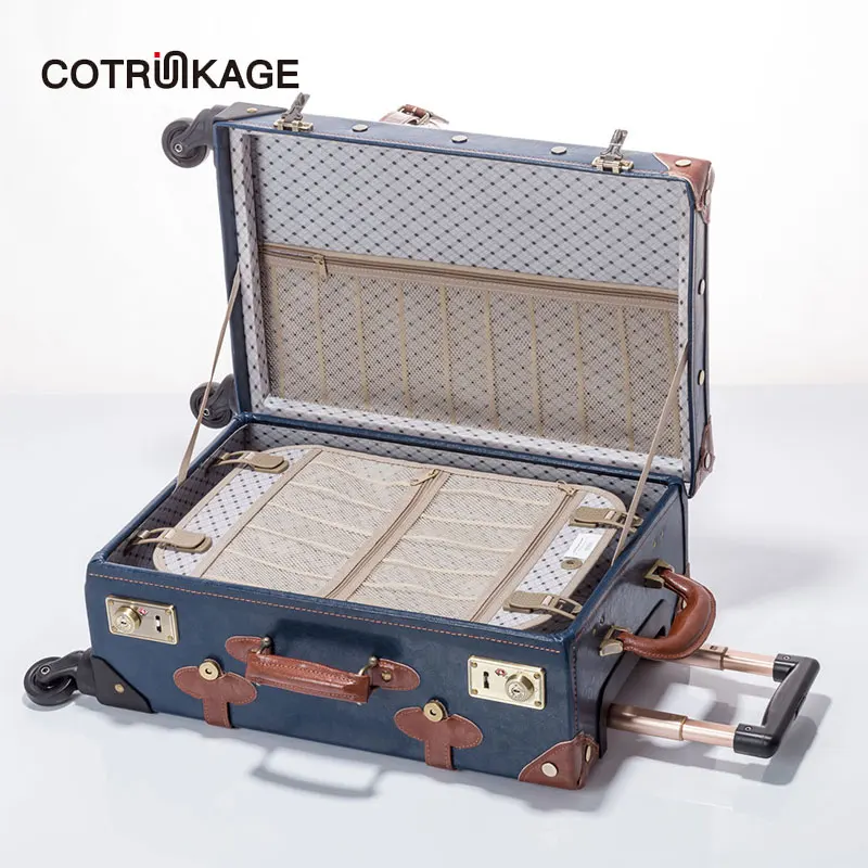 COTRUNKAGE 20 &quot 26&quot TSA Lock ретро PU кожаный винтажный Жесткий чемодан мужской на