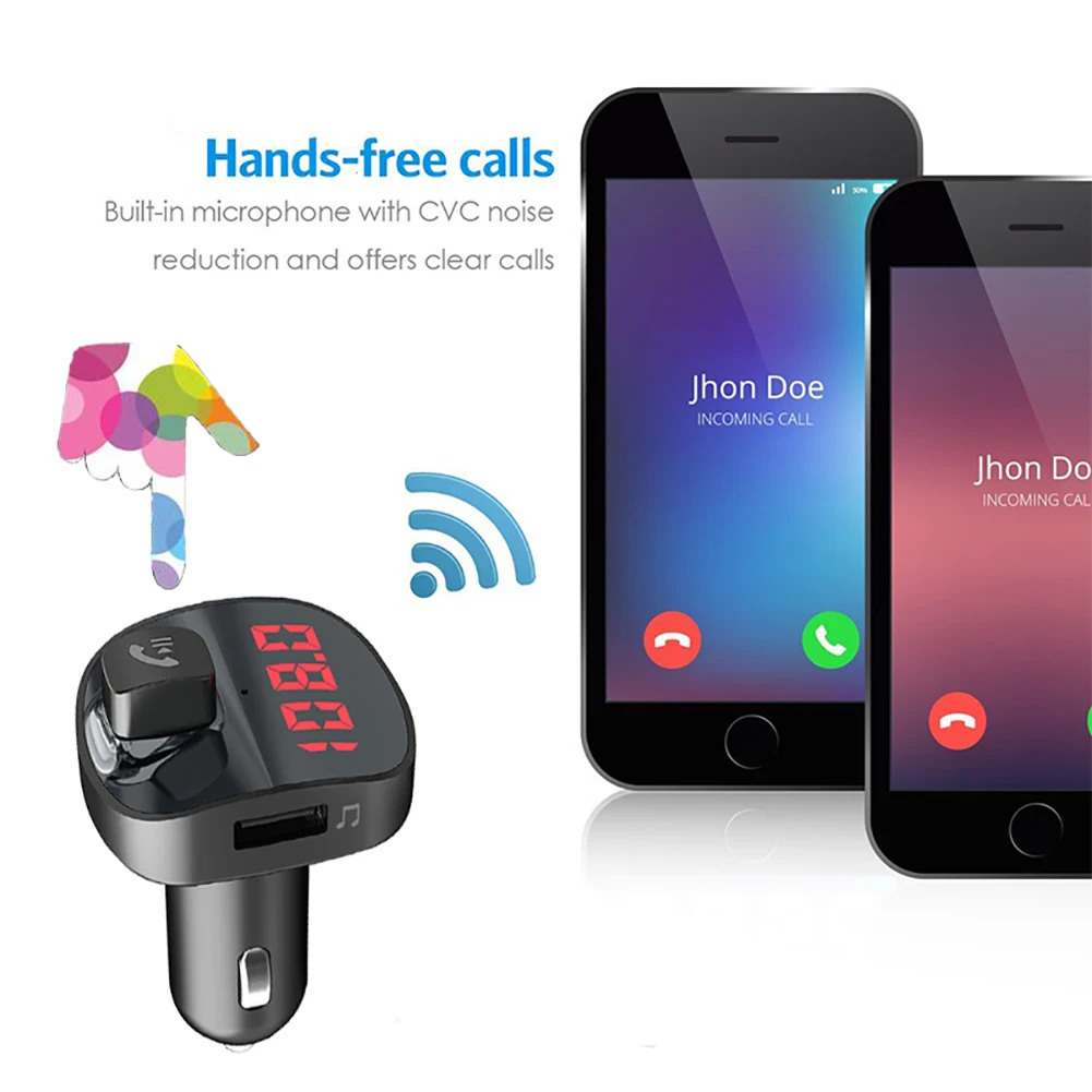 Автомобильное зарядное устройство для телефона с Bluetooth FM-излучатель QC3.0 2 USB MP3 5 В/3