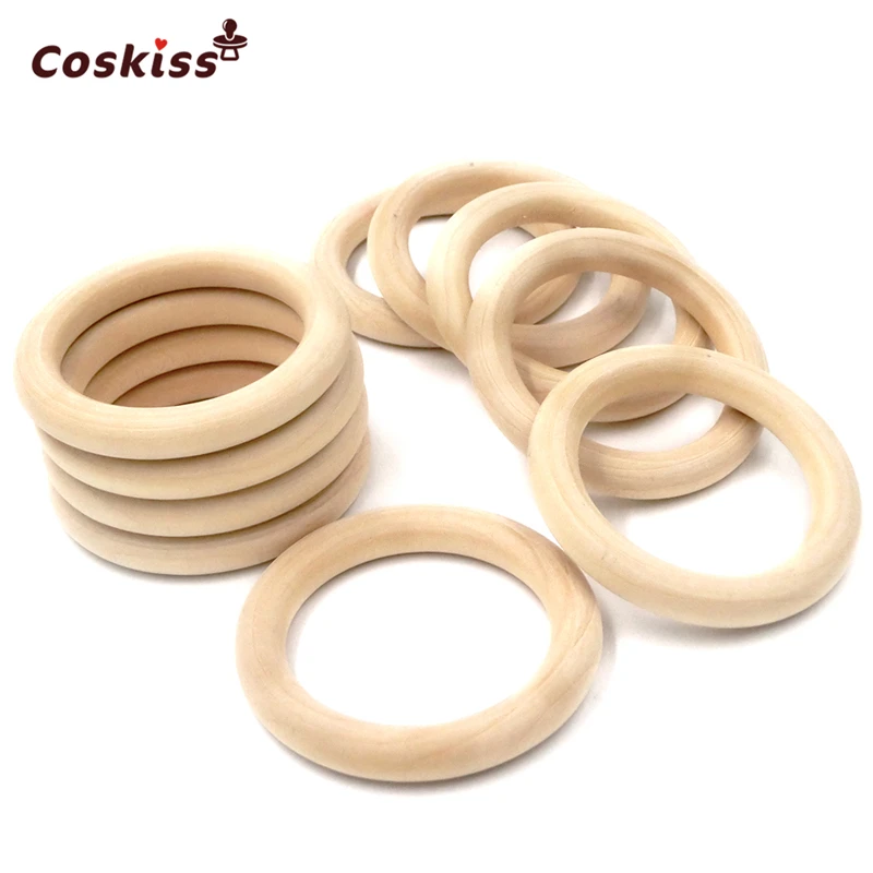 Juguete de dentici&oacute;n org&aacute;nico para beb&eacute;, 25mm (0,98 ''), accesorios para el cuello, anillo de madera, mordedor Montessori, 20 Uds.-0