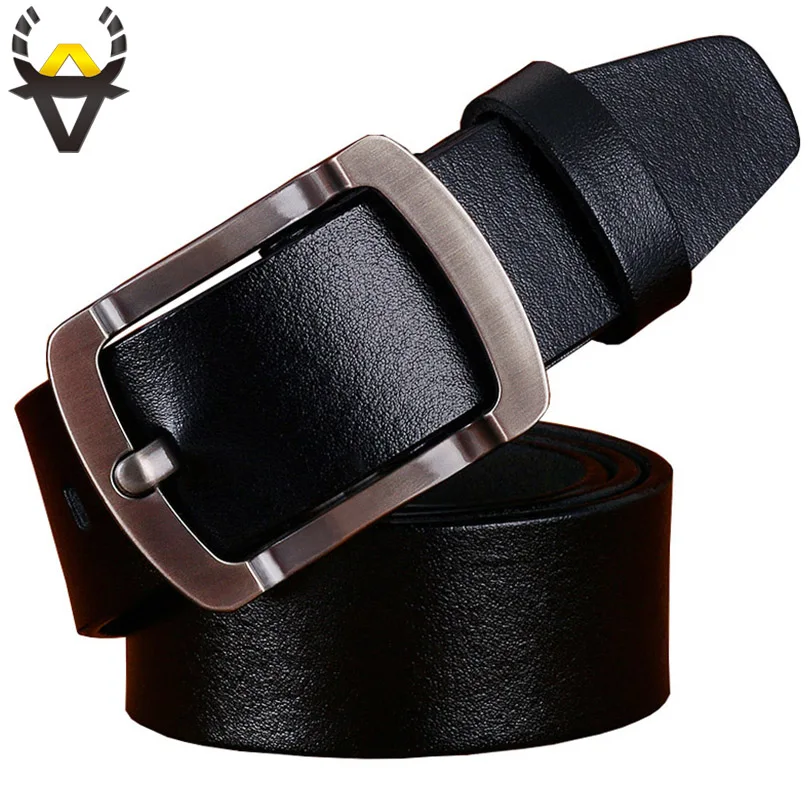 Casual genuine leather belts for men Designer pin buckle waist strap for jeans Quality second layer cow skin belt man Width 3.8