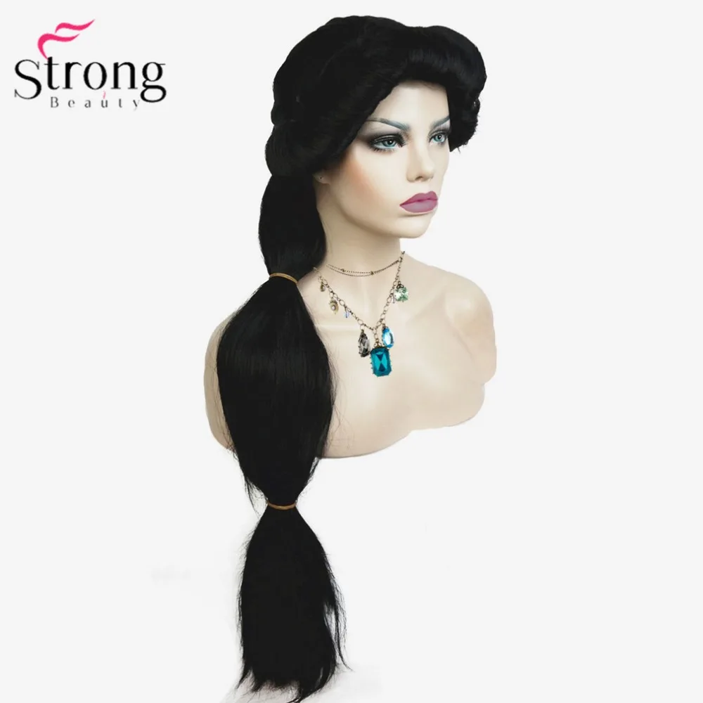 StrongBeauty Косплей парики Жасмин Принцесса длинный черный парик синтетические