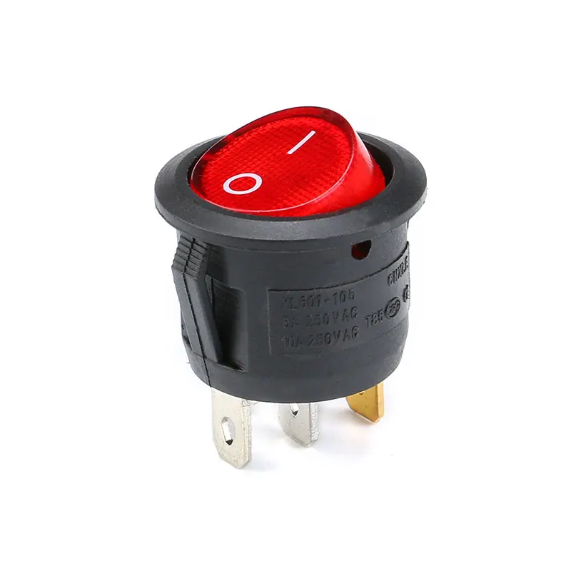 Акция! 10 шт. красный свет ВКЛ-ВЫКЛ SPST Круглый кулисный переключатель 6A/250 V 10A/125 AC -