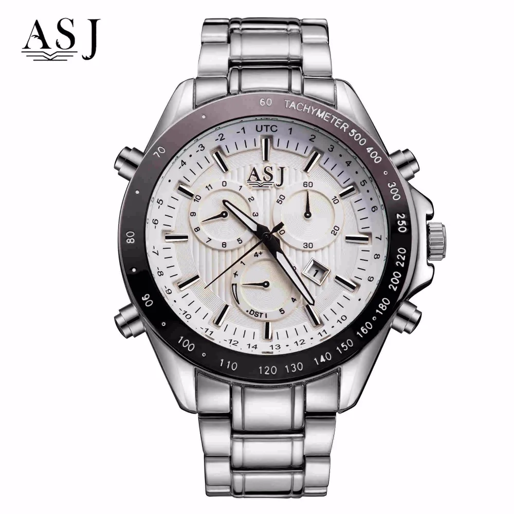 Топ бренд ASJ часы мужские Relojes Mujer водонепроницаемые кварцевые наручные в