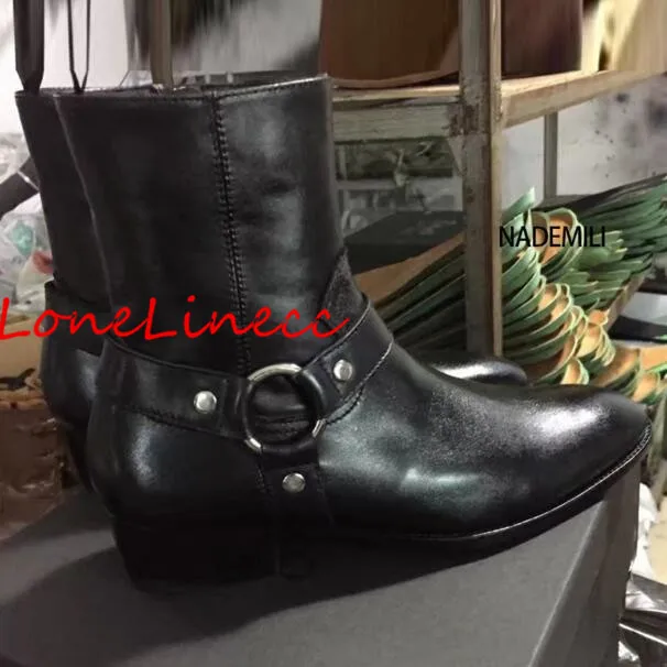 Новинка Мужские ботинки Челси из натуральной кожи на плоской подошве с высоким