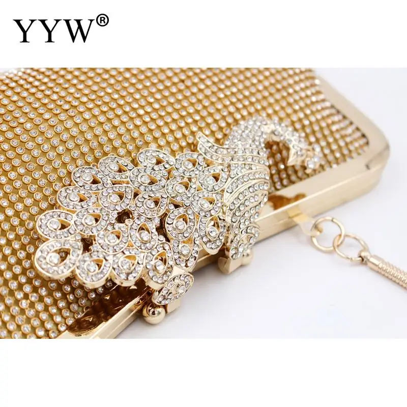 

Gold Rhinestone Women Evening Party Clutch Bag Birthday Gift Wedding Handbag With Chain Luxury Silver Crystal Clutch Female 2019