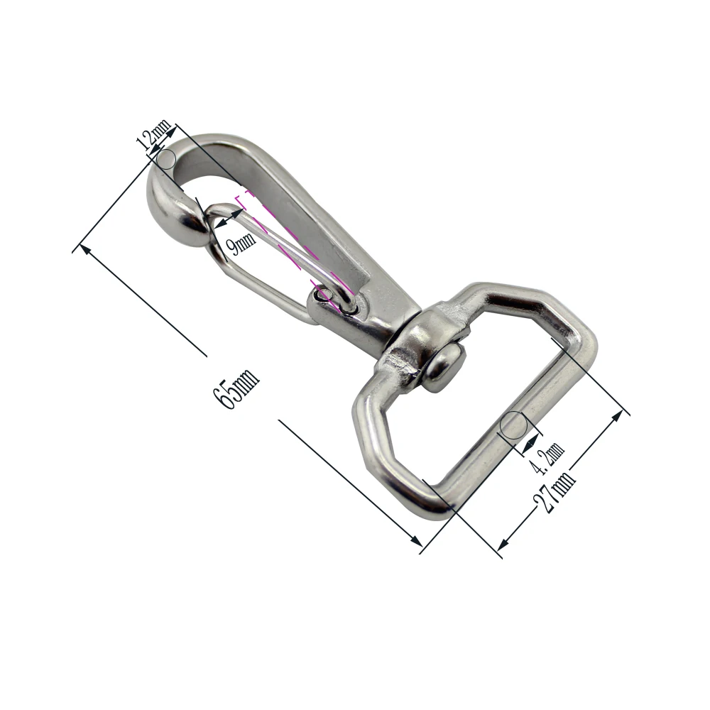 Stainless Steel Swivel-Eye Bolt Spring Snap Hook Square Ring Swivel Quick Hiking Camping Carabiner Pet Chains 10pcs | Обустройство