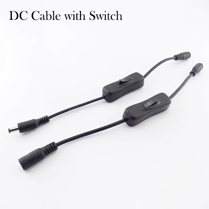 

Adapter Connector Cable Female To Male Plug Power Cord With Switch DC Jack For RGB Controller LED Strip CCTV Security Camera