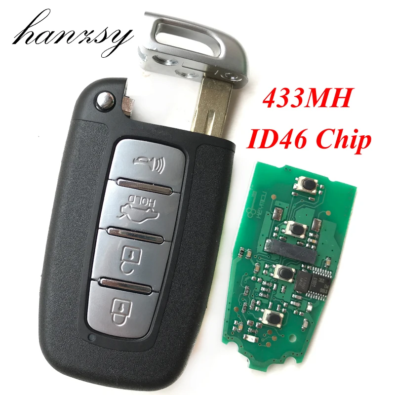 

4 buttons 433MHz Smart key For Hyundai Sonata Genesis Equus Veloster 2009-2015 I30 IX35 Car Remote key ID46 Chip SY5HMFNA04