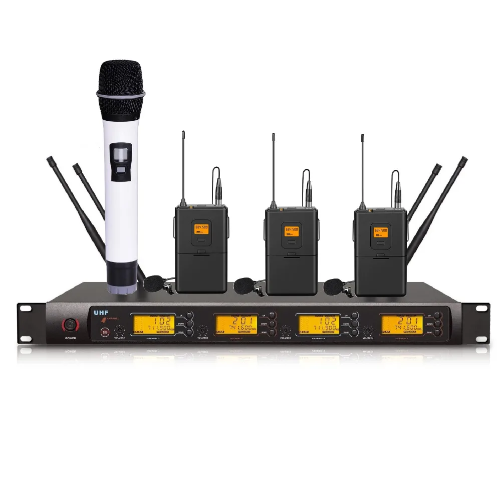 Bolymic Профессиональный 4-канальный PLL беспроводной микрофон с отворотом lavalier microfone