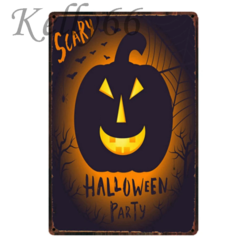 [Kelly66] и надписью &quotHappy Halloween&quot металлический знак олова плакат домашний Декор