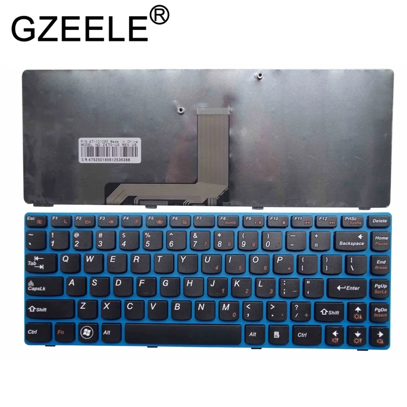 

GZEELE English Laptop keyboard for LENOVO Z470 AM Z470AT Z470AX Z470K Z470G Z475 Z370 Z370A blue color