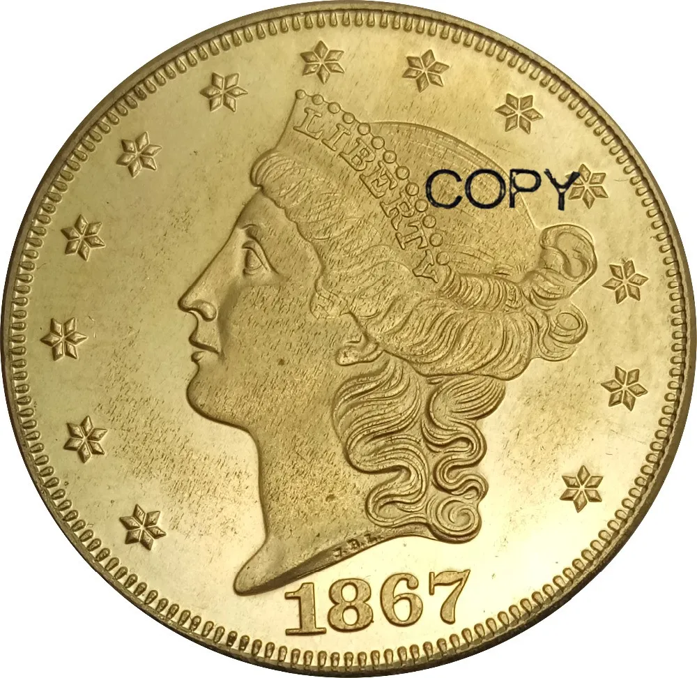 Американский двойной Орлан с головой свободы на 20 долларов девизом Twenty D. 1867 s