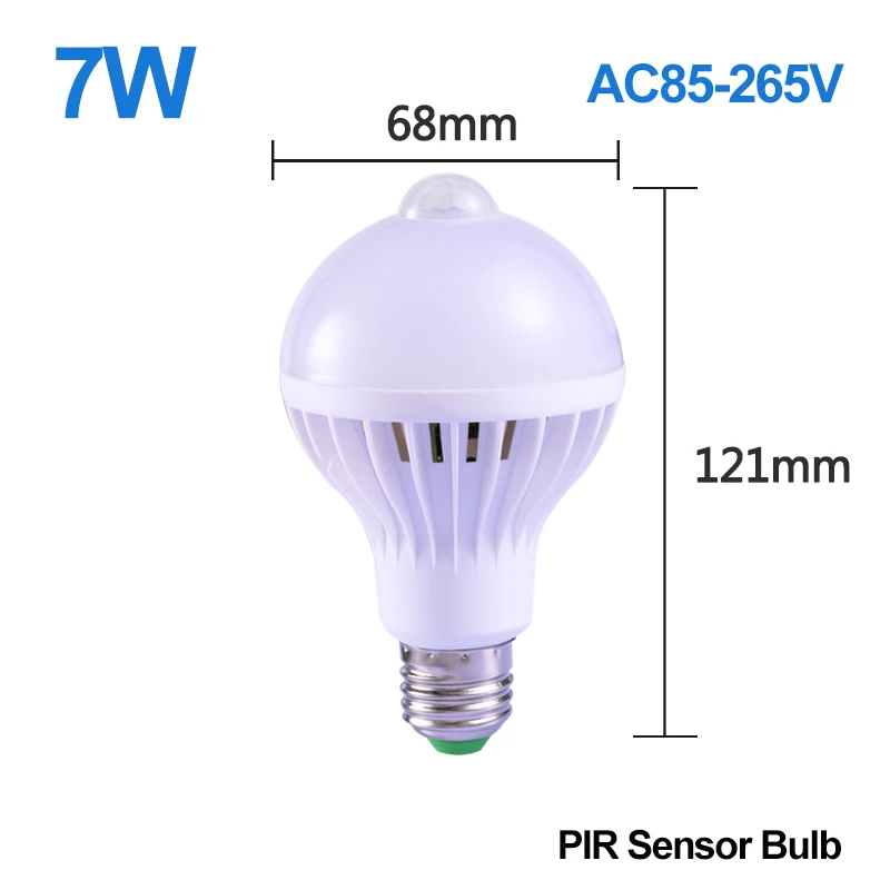 PIR Sensor Bulb 7W E27 умный светодиодный Ночной светильник с лампой движения Сенсор светильник s лампы 220V 5/7/9/12/18W ПИР Сенсор потолочные светильники для дома, освещение для лестниц, прихожей - Испускаемый цвет: PIR Sensor Bulb 7W