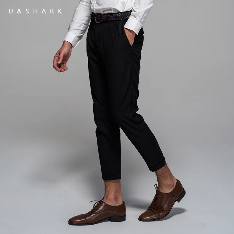 U &amp SHARK новое поступление черный официальный деловой костюм брюки Мужская