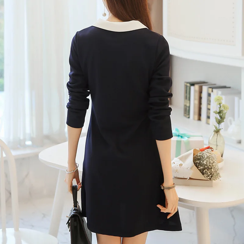 2020 женское платье на весну и зиму свободное тонкое детское с воротником длинными